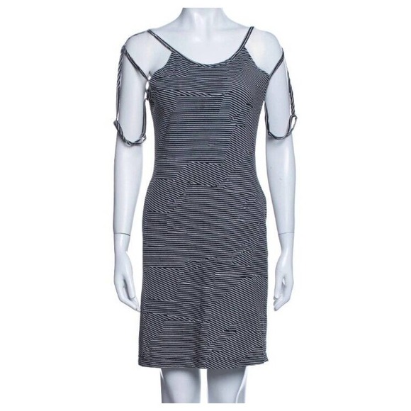Maison Martin Margiela Black and White Striped Mini Dress - Picture 1 of 9